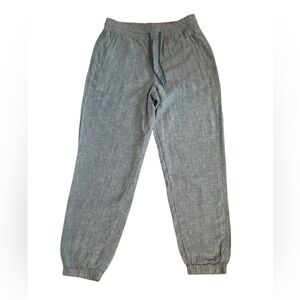 Athleta Retreat Linen Jogger Pants Chambray Blue Lightweight Summer Size 10